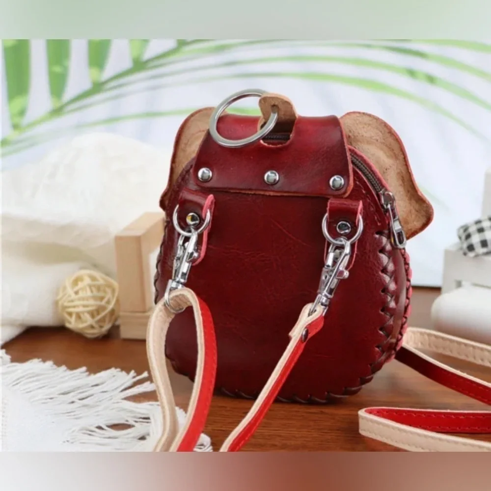 Genuine Leather Crossbody Elephant Coin Purse  Purse Charm